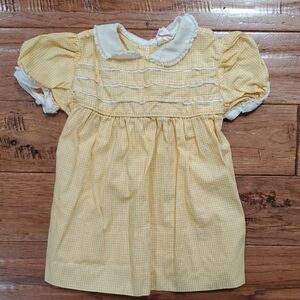 Nannette Originals Yellow Gingham Baby Dress with Cream Collar